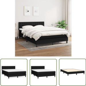 vidaXL Boxspring Zwart 140x200 cm met Matras Boxspring Bed - Boxspring - Slaapcomfort - Matras - Pocketed Spring Mattress