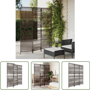vidaXL Poly Rattan - Kamerscherm - Kamerscherm 3 panelen poly rattan bruin - Scheidingswand - Privacy Screen - Woonaccessoires