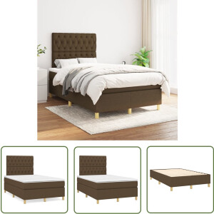 vidaXL Boxspring - Boxspringbed - Boxspring met matras stof donkerbruin 120x200 cm - Tweepersoonsbed - Donkere Kleuren - Houten Frame