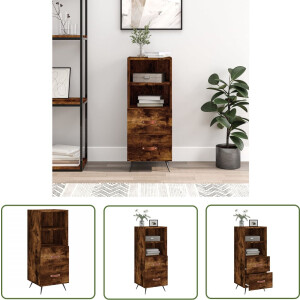 vidaXL Modern Dressoir - Dressoir - Dressoir 34,5x34x90 cm bewerkt hout gerookt eiken - Houten Dressoir - Bruine Dressoir - Industrieel Dressoir