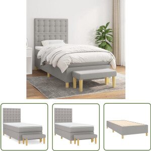 vidaXL Boxspring met Matras Lichtgrijs 80x200 cm Boxspringbed - Pocketvering Matras - Middenhard - Grijs - Tweepersoonsbed