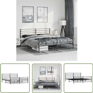 vidaXL Klassiek Bed - Metalen Bed Frame - Bedframe met hoofd- en voeteneinde metaal zwart 183x213 cm - Zwart Bed - Boxspring Frame - Staal Bedframe