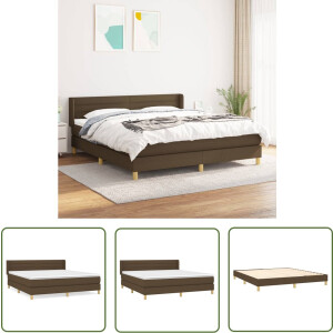 vidaXL Donkere Kleuren - Boxspringbed - Boxspring met matras stof donkerbruin 160x200 cm - Houten Frame - Pocketed Spring Mattress - Medium Firm