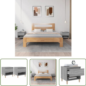 vidaXL Nachtkastjes - Grijs Sonoma Eiken - Set van 2 Nachtkastjes - Kast - Slaapkamermeubilair - Grijze Meubels - Houten Meubels