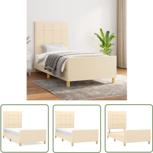 vidaXL Boxspring - Bed Frame - Bedframe zonder matras 80x200 cm stof crèmekleurig - Tweepersoonsbed - Stapelbed - Houten Bed