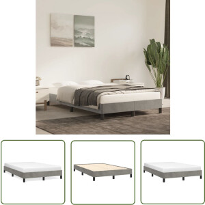 vidaXL Tweepersoons Bed - Bed Frame - Bedframe zonder matras 120x200 cm fluweel lichtgrijs - Fluweel Bed - Grijs Bed - Boxspring