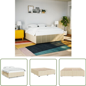 vidaXL Boxspring - Bed Frame - Bedframe zonder matras stof crèmekleurig 200x200 cm - Tweepersoonsbed - Slaapcomfort - Slaapkamers