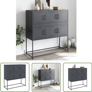 vidaXL Dressoir 100,5x39x107 cm staal antracietkleurig