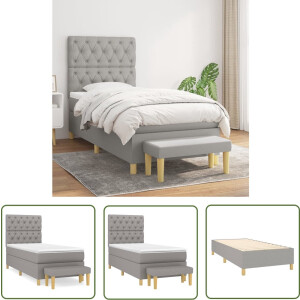 vidaXL Slaapcomfort - Boxspringbed - Boxspring met matras stof lichtgrijs 80x200 cm - Boxspring - Tweepersoonsbed - Grijs Bed