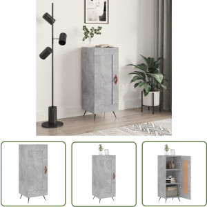 vidaXL Houten Dressoir - Dressoir - Dressoir 34,5x34x90 cm bewerkt hout betongrijs - Grijze Dressoir - Modern Dressoir - Compact Dressoir