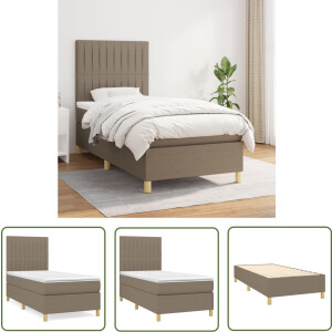 vidaXL Pocketvering - Boxspringbed - Boxspring met matras stof taupe 100x200 cm - Tweepersoonsbed - Middelharde Matras - Taupe