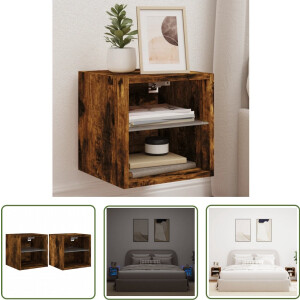 vidaXL Led Verlichting - Tv-wandmeubel - Tv-wandmeubels met LED 2 st 30x28,5x30 cm gerookt eikenkleurig - Tv Kast - Houten Tv Stand - Bergruimte