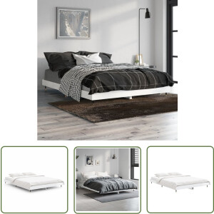 vidaXL Houten Bed - Bed Frame - Bedframe bewerkt hout hoogglans wit 140x190 cm - Wit Bed - Tweepersoons Bed - Slaapcomfort