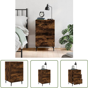 vidaXL Kastje - Nachtkastje - Nachtkastje 40x40x66 cm bewerkt hout gerookt eikenkleurig - Bijzettafel - Houten Kast - Bruine Kast