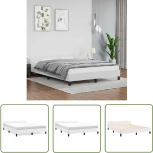 vidaXL Slaapcomfort - Bed - Bedframe met hoofdeinde zonder matras 140x200 cm wit - Houten Bed - Witte Bed - Tweepersoonsbed