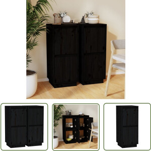 vidaXL Salontafel - Dressoirs - Dressoirs 2 st 31,5x34x75 cm massief grenenhout zwart - Tv Tafel - Kast - Grenoble Hout