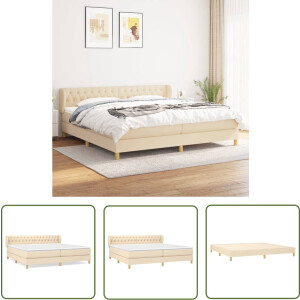 vidaXL Boxspring - Boxspringbed - Boxspring met matras stof crèmekleurig 200x200 cm - Bed - Slaapcomfort - Pocketing Matras