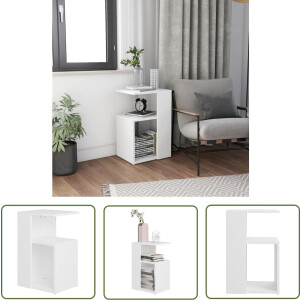 vidaXL Salontafel - Bijzettafel - Bijzettafel 36x30x56 cm bewerkt hout wit - Houten Tafellaar - Kleine Tafel - Sidetable