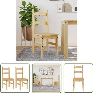 vidaXL Eetkamerstoel - Eettafel Stoel - Eetkamerstoelen 2 st 40x46x99 cm massief grenenhout - Grenenhouten Stoel - Landelijke Stoel - Vintage Stoel