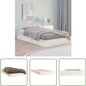 vidaXL Wit Bedframe - Massief Grenenhouten Bedframe - Bedframe massief hout wit 90x190 cm - Bedframe 90x190 - Compact Bedframe - Stabiele Bedframe