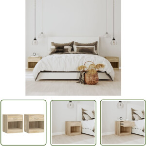 vidaXL Kastjes - Nachtkastjes - Nachtkastje met lade eikenkleur 2 st - Meubilair Slaapkamer - Nachtkasten - Dressoir