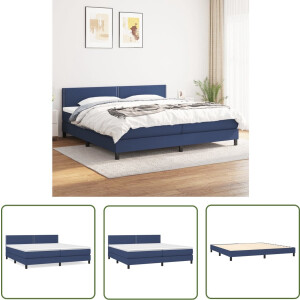 vidaXL Boxspring - Boxspringbed - Boxspring met matras stof blauw 200x200 cm - Tweepersoonsbed - Bed Frame - Hoofdbord
