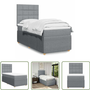 vidaXL Slaapcomfort - Boxspring - Boxspring met matras stof lichtgrijs 90x190 cm - Matras - Bed Frame - Hoofdbord