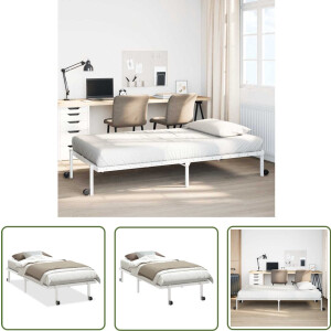 vidaXL Opvouwbaar Bed - Bed Frame - Bedframe zonder matras opvouwbaar 90x190 cm staal wit - Staal Bedframe - Wit Bedframe - Compact Bed