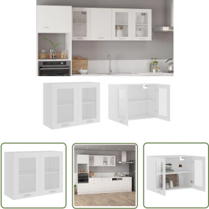 vidaXL Keukenopslag - Hangkast - Hangkast Lyon 80x31x60 cm bewerkt hout wit - Houten Kast - Witte Kast - Opslagruimte