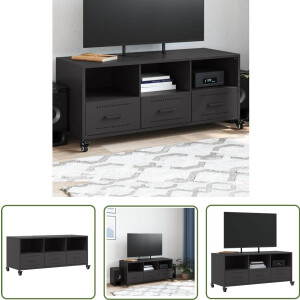 vidaXL Salontafel - Tv Meubel - Tv-meubel 100,5x39x43,5 cm staal zwart - Zwarte Tv Stand - Metalen Tv Tafel - Tv Kast