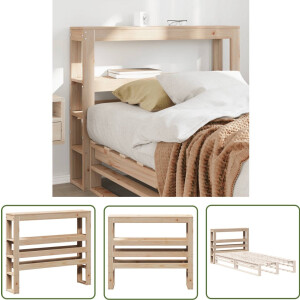 vidaXL Houten Hoofdbord - Hoofdbord - Hoofdbord met schappen 90 cm massief grenenhout - Grenenhout Hoofdbord - Hoofdbord Met Opbergvakken - Slaapkamer Meubels
