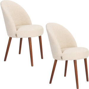 Dutchbone Barbara Eetkamerstoelen Bouclé Beige - Set van 2