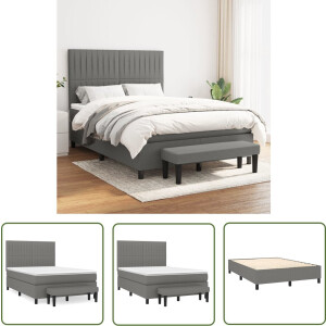 vidaXL Slaapcomfort - Boxspringbed - Boxspring met matras stof donkergrijs 140x200 cm - Boxspring - Tweepersoonsbed - Matras