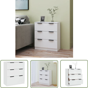 vidaXL Houten Dressoir - Dressoir - Dressoir 60x30x70 cm bewerkt hout wit - Wit Dressoir - Vintage Dressoir - Salontafel