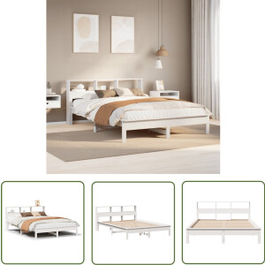 vidaXL Houten Bed - Bedframe - Bedframe zonder matras massief grenenhout wit 140x190 cm - Bed - Tweepersoonsbed - Kingsize Bed