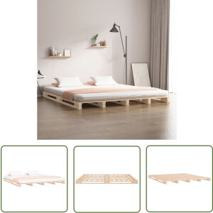 The Living Store Palletbed - Massief grenenhout - 120 x 190 cm - Rustieke uitstraling