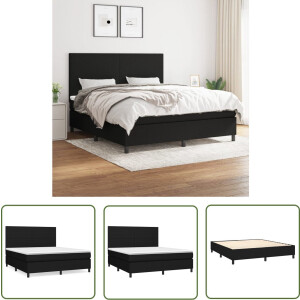 vidaXL Boxspring - Boxspringbed - Boxspring met matras stof zwart 160x200 cm - Tweepersoonsbed - Zware Boxspring - Hard Matras