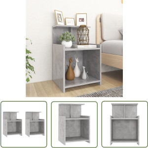 vidaXL Bedkastjes - Nachtkastjes - Nachtkastjes 2 st 40x35x60 cm bewerkt hout betongrijs - Slaapkamermeubilair - Beton Grijs - Houten Meubels