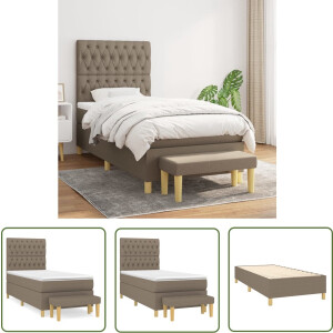 vidaXL Boxspring - Boxspringbed - Boxspring met matras stof taupe 100x200 cm - Tweepersoonsbed - Bed Frame - Taupecouleur