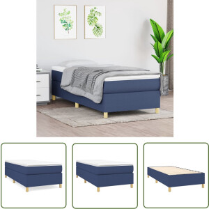 vidaXL Boxspring - Boxspringbed - Boxspring met matras stof blauw 90x200 cm - Tweepersoonsbed - Slaapcomfort - Pocketvering