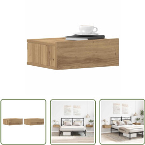 vidaXL Nachtkastjes - Zwevende Nachtkastjes - Nachtkastjes 2 st zwevend 40x32x15 cm hout artisanaal eiken - Houten Nachtkastjes - Salontafel - Bergruimte