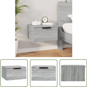 vidaXL Nachtkastje - Wandlamp - Nachtkastje wandgemonteerd 34x30x20 cm grijs sonoma eikenkleur - Slaapkamervloer - Grijze Meubels - Houten Kast