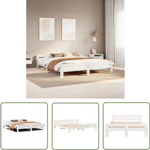 vidaXL Houten Bed - Bedframe - Bedframe zonder matras massief grenenhout wit 180x200 cm - Bed - Slaapkamer - Grenenhout