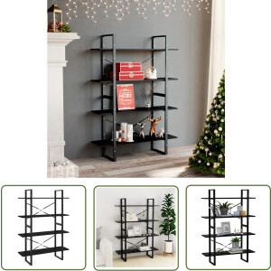 vidaXL Industrieel - Boekenkast - Boekenkast met 4 schappen 100x30x140 cm spaanplaat zwart - Houten Boekenkast - Zwarte Boekenkast - Bibliotheek