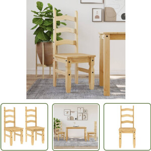 vidaXL Grenenhouten Stoel - Eetkamerstoel - Eetkamerstoelen 2 st Corona 42x47x107 cm grenenhout - Vintage Stoel - Landelijke Stoel - Bruine Stoel