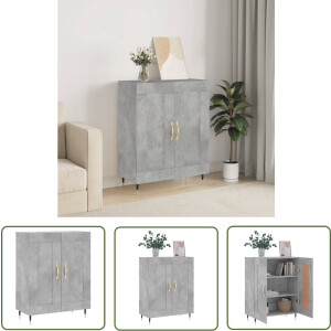 vidaXL Houten Dressoir - Dressoir - Dressoir 69,5x34x90 cm bewerkt hout betongrijs - Grijze Dressoir - Vintage Dressoir - Industrieel Dressoir