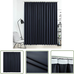 vidaXL Anthraciet - Gordijn - Gordijn verduisterend met haken 290x245 cm antraciet - Verduisterend Gordijn - Gordijnen - Kamer Decoreren