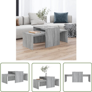 vidaXL Bijzettafel - Salontafel - Salontafelset 100x48x40 cm bewerkt hout grijs sonoma eikenkleur - Houten Salontafel - Grijze Salontafel - Eiken Salontafel