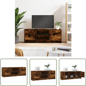The Living Store TV-meubel - Praktische Deuren - Gerookt Eiken - 102 x 30 x 37.5 cm
