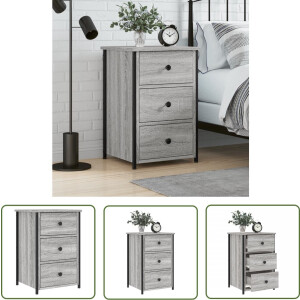 vidaXL Industrieel - Nachtkastje - Nachtkastje 40x36x60 cm bewerkt hout grijs sonoma eikenkleurig - Grijze Kast - Houten Kast - Salontafel